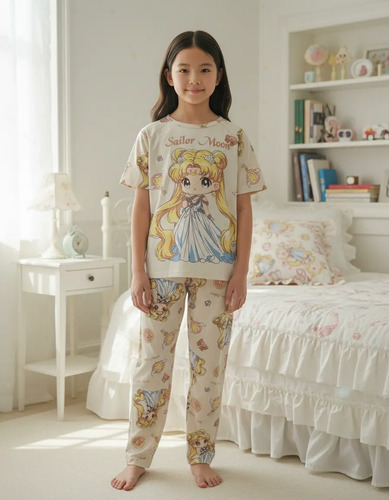 Pijama Estampado Sailor Moon Niñas Fresca Conjunto Suave 814