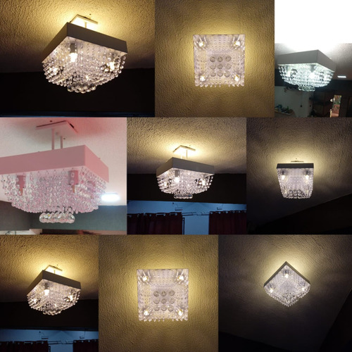 Lustre Sobrepor Luz Indireta E Direta  30x30 Cod.527 Cristal