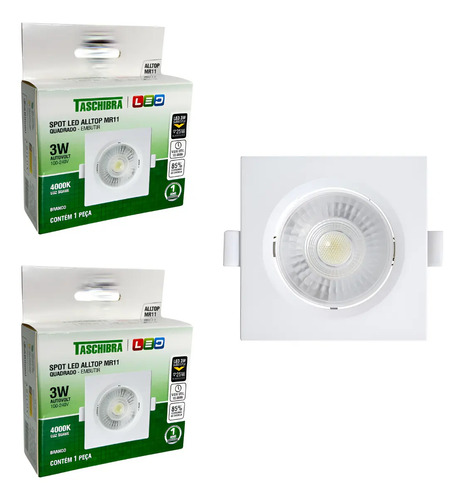 Kit 2 Spot Led 3w Quadrado Embutir Direcionável Mr11 Bivolt | MercadoLivre