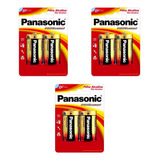 06 Pilhas Alcalinas Panasonic D (grande) Original 3 Cartelas