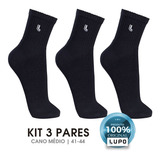 Kit 3 Pares Meias Lupo Homem Academia Algodão Treino Tênis