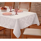 Toalha De Mesa Retangular Jacquard Grande Mesa 12 Cadeiras Cor Branco