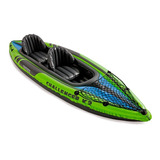 Kayak Inflable Intex Challenger K2 Inflador Y Remos Aluminio Color Verde