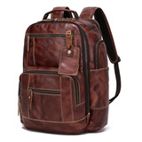 Lannsyne Mochila Vintage De Cuero Genuino Para Hombres, Moch