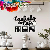 Placa Cantinho Do Café Mdf Kit 4 Peças Detalhe Branco