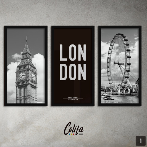 Set X 3 Cuadros Londres - Ciudades Del Mundo - 30x60