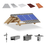 Kit Estrutura Suporte 03 Placas Solar Viga Madeira 4,40m