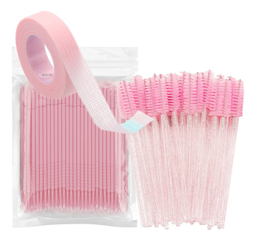 100 Microbrush + 50 Cepillos De Pestañas + 1 Cinta Micropore