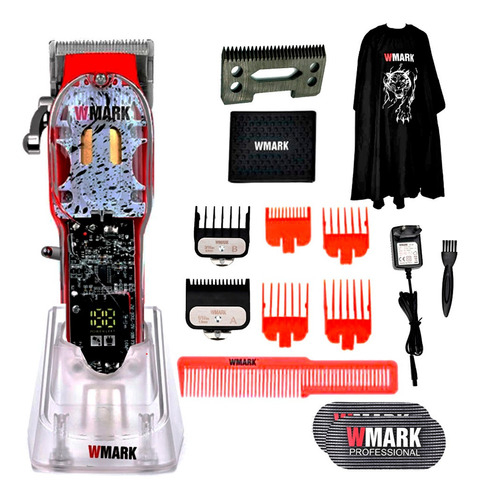 Kit Maquina De Cortar Cabelo Wmark Ng 409 Lamina Com Base