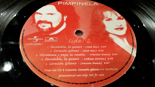 Pimpinela Dance Mixes Vinilo Maxi Usa 1999 Rareza Impecable