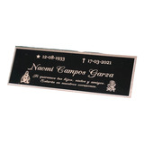 Placa Metálica Grabada Laser 15x5 Cm Plateada C/ Negra Urna 