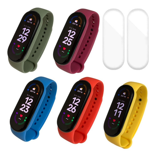 Kit 5 Pulseiras Compativei Mi Band 5 E 6 Amazfit Band 5 