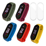 Kit 5 Pulseira Colorida Para Mi Band 6 + 2 Película Envio