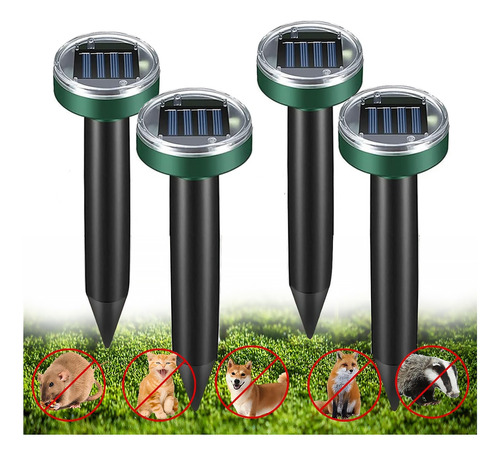 Kit De 4 Solar Repelente Ultrasónico De Animales 