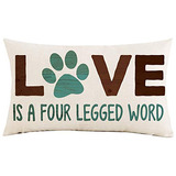 Throw Pillow Cover 12x20inches To Pet Dog Lover Love Is...