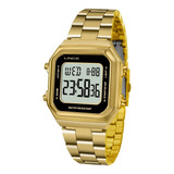 Relógio Lince Feminino Digital Dourado Vintage Moderno Cor Do Fundo Positivo