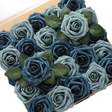 60 Rosas Artificiales De Aspecto Real - Azul Oscuro 