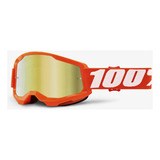 Óculos 100% Strata 2 Espelhado Goggle Orange Gold Lens