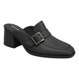 Sapato Piccadilly Mule Salto Quadrado Conforto Preto 611001