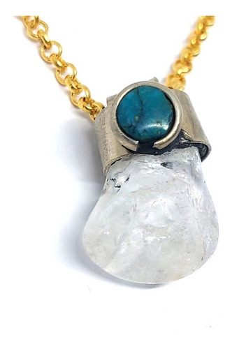 Collar Cuarzo Cristal Y Piedra Turmalina Verde Amuleto