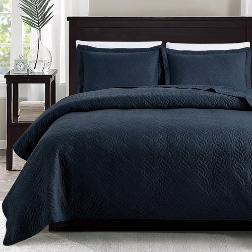 Love's Cabin Twin Quilt Set Navy Blue Bedspreads - Soft B Aa