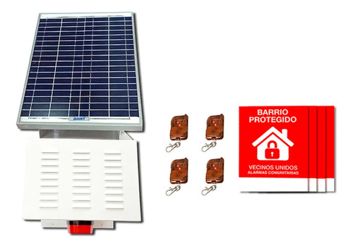 Kit Alarma Comunitaria Solar 15w + 4 Controles 