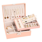 Estuche Joyería Caja Organizador Arete Collar Pulsera Rosa