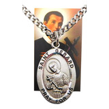 St Gerard - Collar Con Medalla De Estaño Con Cadena De Acer