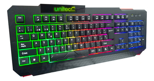 Teclado Gamer Rgb Led Usb Teclas Rainbow Unitec 29utxcmbrd