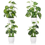 Conjunto De 4 Plantas Artificiales Pequeñas Macetas, P...