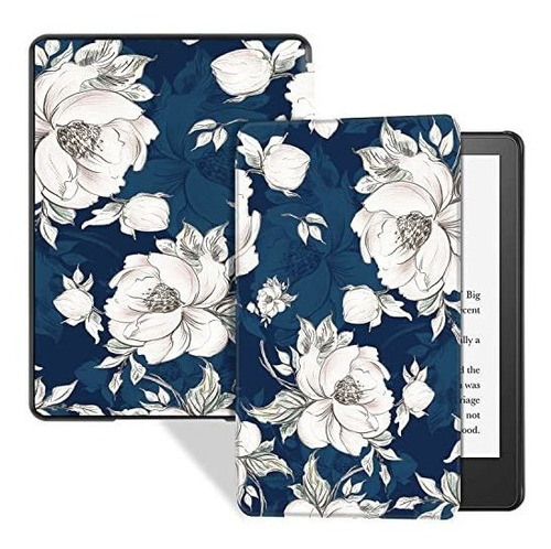 Funda Para Kindle Paperwhite 11va Gen-2021 Floral Azul Blanc