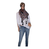 Indiastyle Pashmina Con Estampado Floreado Y Borlas