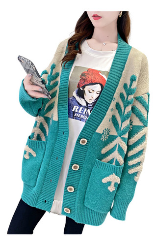 Suéter De Punto Grueso Con Diseño De Árbol De Navidad Para M
