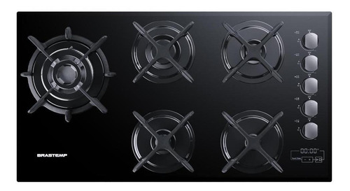 Cooktop Gás Brastemp 5 Bocas Quadrichama Timer Touch - Preto