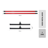 Kit 2- Rodo De Metal 60cm Puxa E Seca Com Cabo 1,20m Cor Cinza