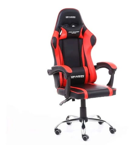 Silla Gamer Dragon War Ne-462r Reforzada 120kg Negro/rojo.