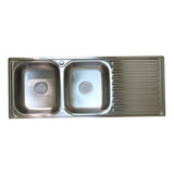 Tarja Doble Empotrar Acero Inox 120x50x16 Cm Monomando Der