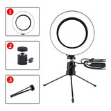 Iluminador Ring Ligth Anel Luz 26cm Make Com Tripé De Mesa