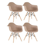 4 Cadeiras Cozinha Eames Wood Daw  Com Braços  Cores Estrutura Da Cadeira Marrom/café