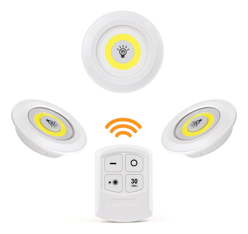 Set 3 Luz Cob Led 3w +control Remoto Emergencia Lampara X2 