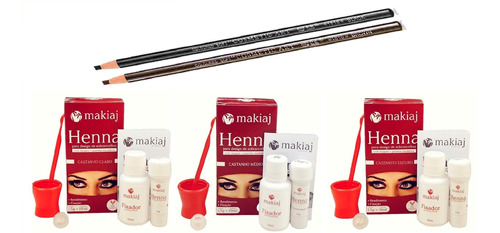 Kit Henna Sobrancelha Profissional Makiaj 2 Lápis Marcação