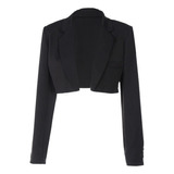 Autum Street Black Blazer Tipo Capa Crop Tops For Mujer