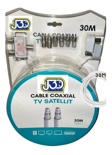 30mt Cable Coaxial Satelital 5-1000mhz Rg6 Copla Tv Splitter