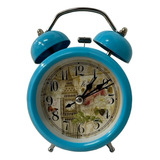 Reloj Despertador Clásico Redondo C/diseño Celeste Irm-06359
