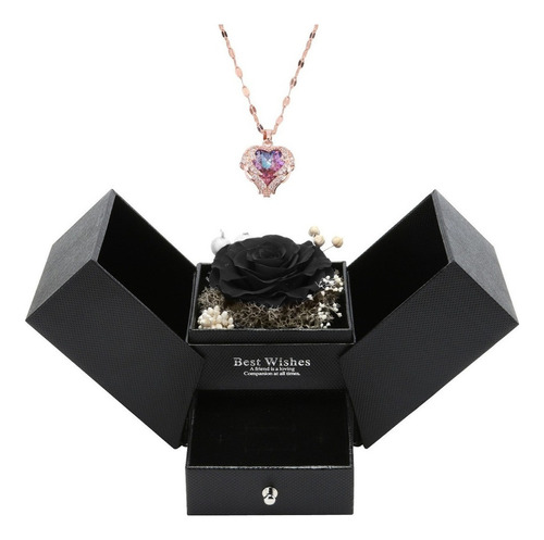 Collar De Corazón De San Valentín Regalo De Flor Eterna