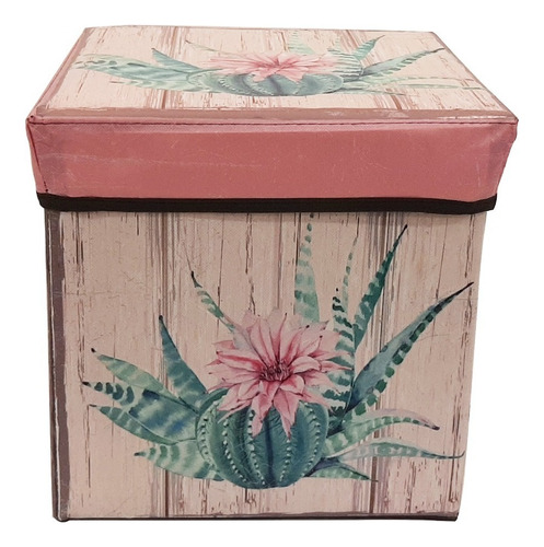 Caja Organizador Forrada Asiento Puff Vintage M1 - Sheshu Color Aloe