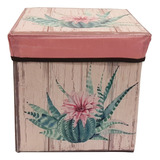 Caja Organizador Forrada Asiento Puff Vintage M1 - Sheshu Color Aloe