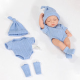 Reborn Baby Dolls Miniatura Fofa Silicone Impermeável Azul 