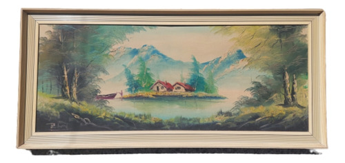 Óleo. Cuadro Antiguo. Paisaje. Vintage. Grande 55cm×110cm