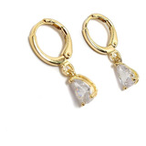 Aros Argolla Circón Gota Blanco Enchapado Oro 18k